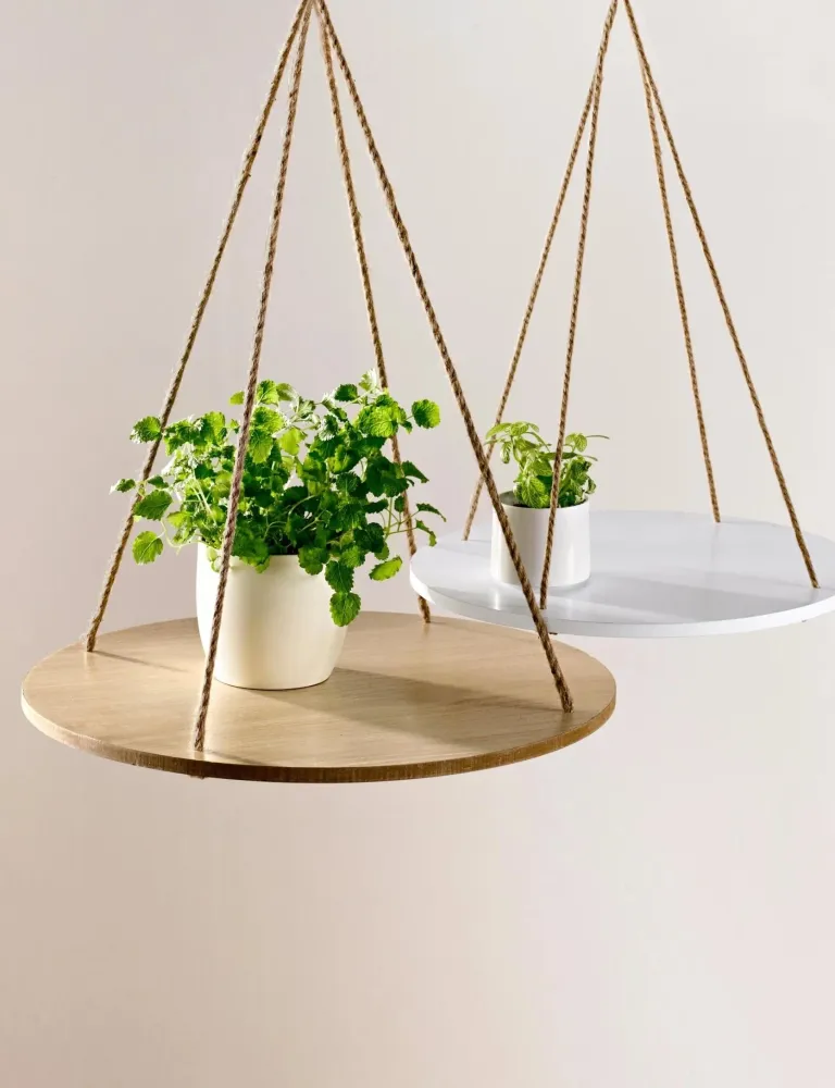 Suport suspendat pentru flori Malio II, natur 56x50 cm