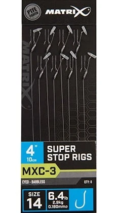 MXC-3 SUPER STOP RIGS EYED BARBLESS 4" - 10cm - SIZE 14 - 0.18mm - 💰