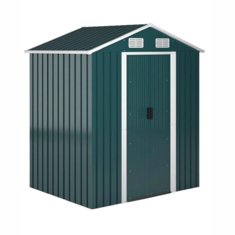 Casuta de gradina din otel galvanizat, verde, 182 x 186 x 118 cm