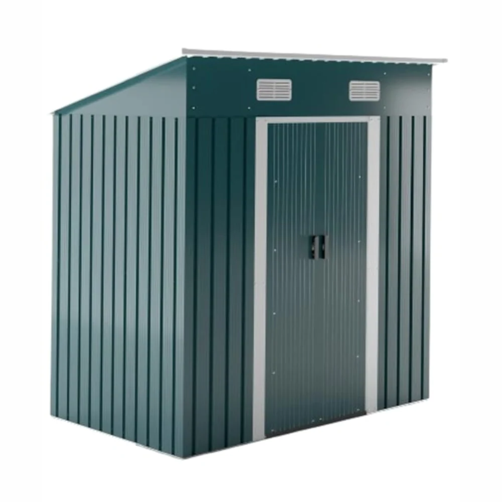 Casuta de gradina din otel galvanizat, verde,194 x 182 x 121,5 cm