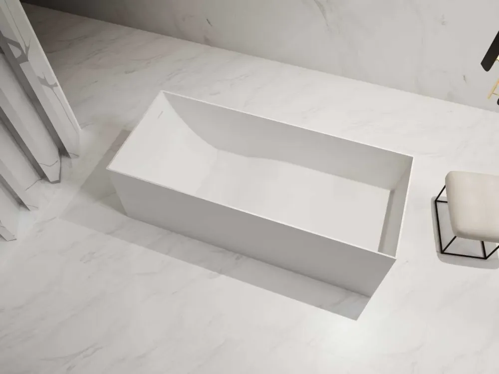 Cada de baie, freestanding, 1400x700x550 mm, din compozit, dreptunghiulara, alb mat, MonBlari