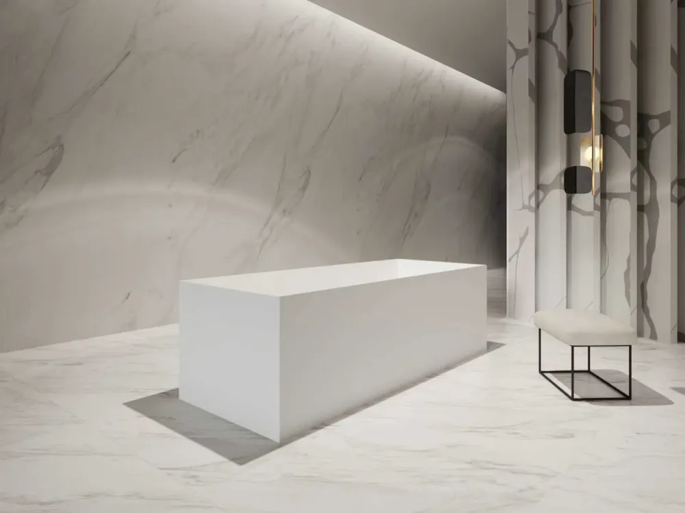 Cada de baie, freestanding, 1400x700x550 mm, din compozit, dreptunghiulara, alb mat, MonBlari