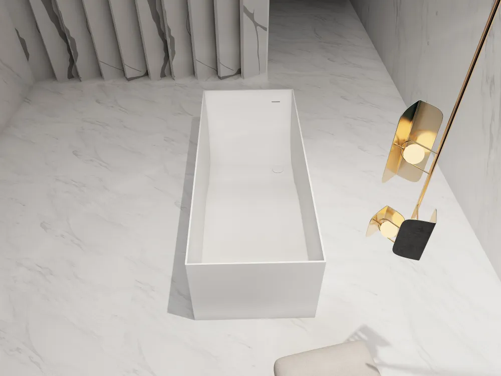 Cada de baie, freestanding, 1400x700x550 mm, din compozit, dreptunghiulara, alb mat, MonBlari