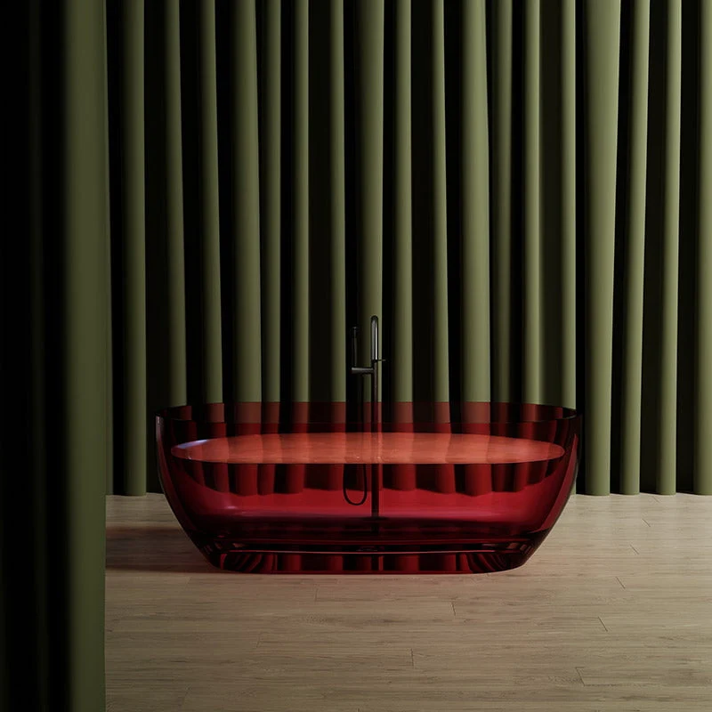 Cada de baie, freestanding, 1500x720x550, din rasina, ovala, rosu transparent, MonBlari