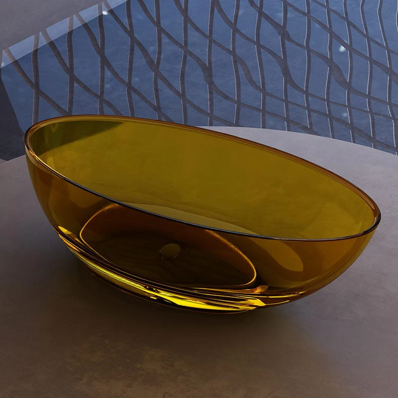 Cada de baie, freestanding, 1500x760x550 mm, din rasina, ovala, auriu transparent, MonBlari