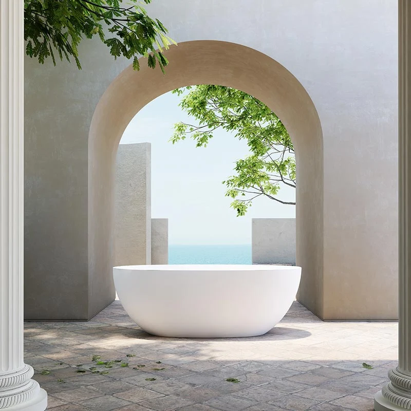Cada de baie, freestanding, 1650x780x580 mm, din compozit, oval, alb, MonBlari