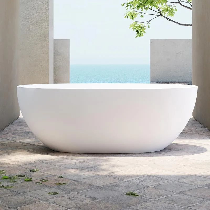 Cada de baie, freestanding, 1650x780x580 mm, din compozit, oval, alb, MonBlari