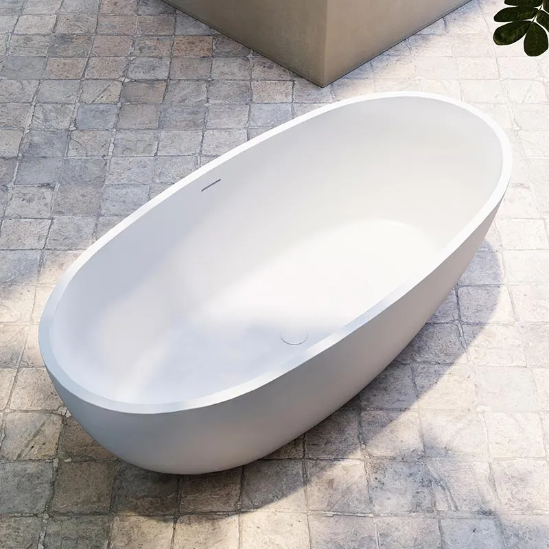 Cada de baie, freestanding, 1650x780x580 mm, din compozit, oval, alb, MonBlari