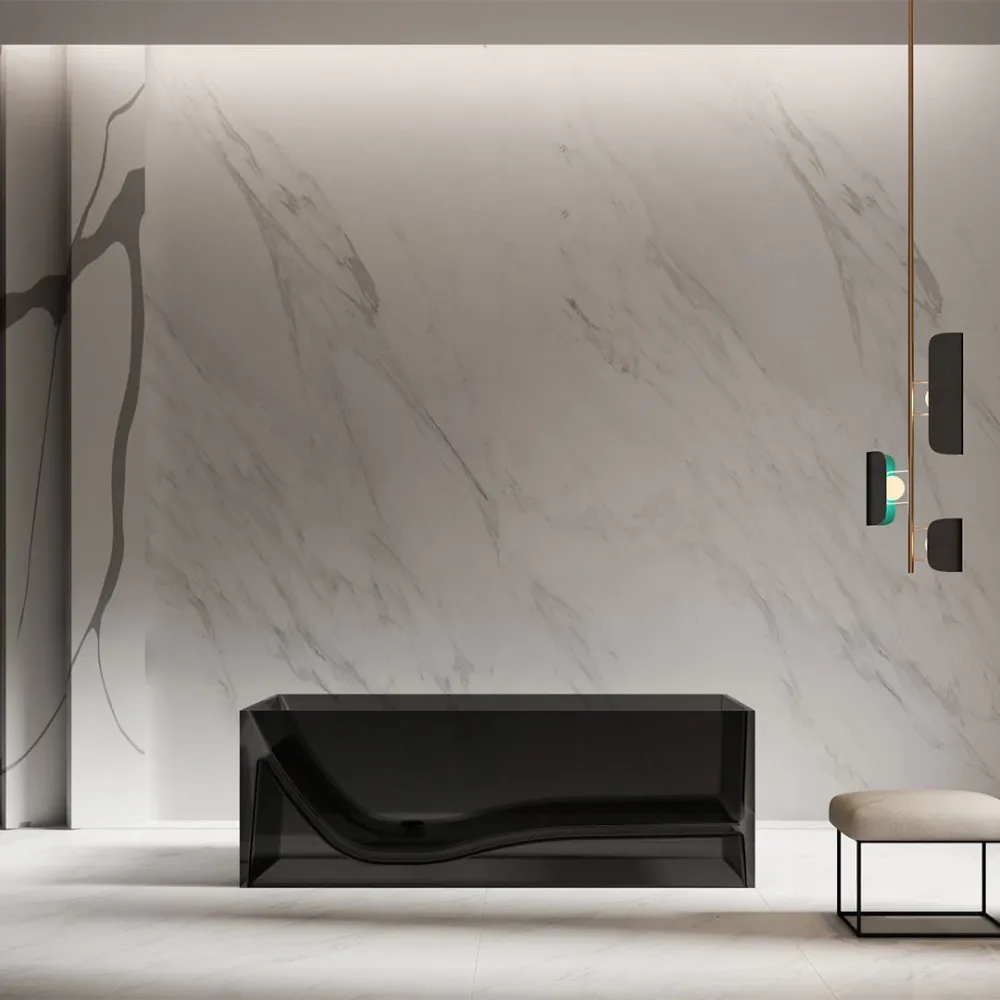 Cada de baie, freestanding, 1700x720x550, din rasina, dreptunghiulara, negru mat transparent, MonBlari