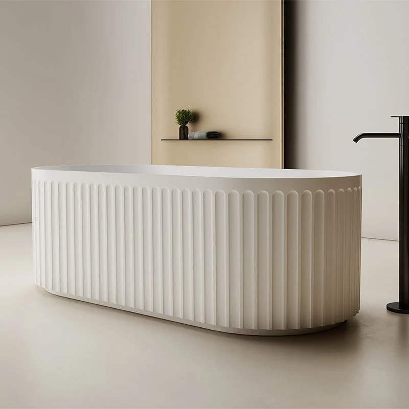 Cada de baie, freestanding, 1700x800x550 mm, din compozit, ovala, alb, cu riflaje, MonBlari