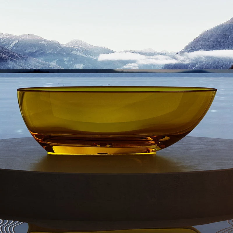 Cada de baie, freestanding, 1700x800x550 mm, din rasina, ovala, auriu transparent, MonBlari