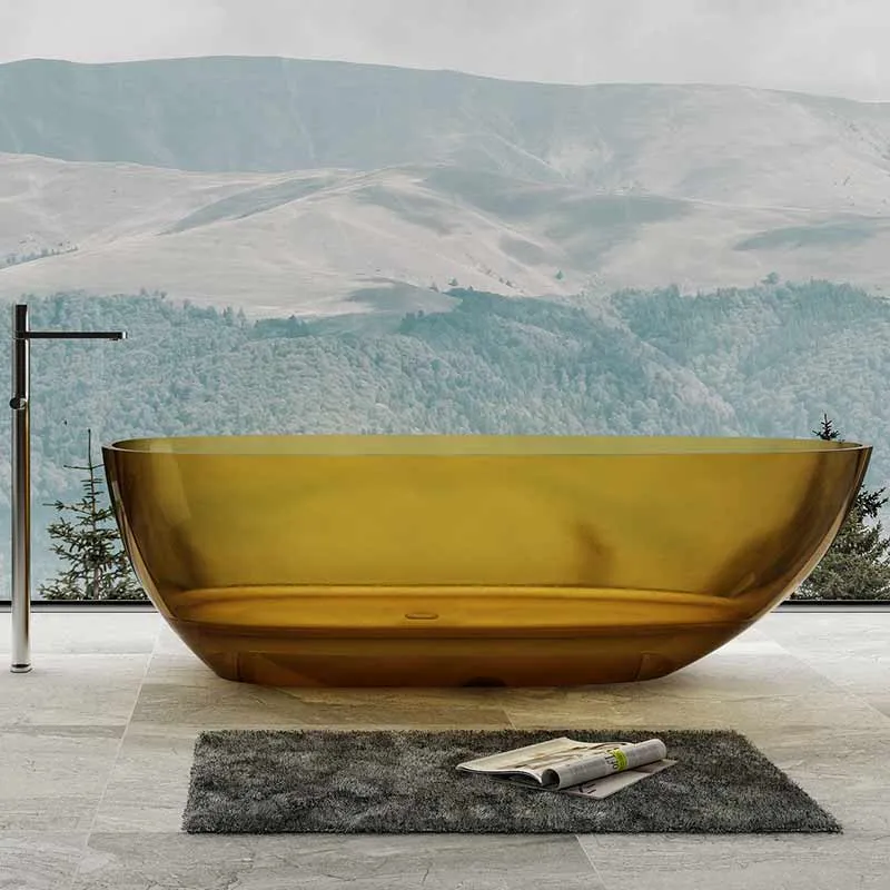 Cada de baie, freestanding, 1700x860x540, din rasina, ovala, auriu transparent, MonBlari