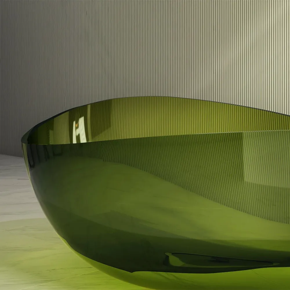 Cada de baie, freestanding, 1800x1100x620, din rasina, ovala, verde transparent, MonBlari