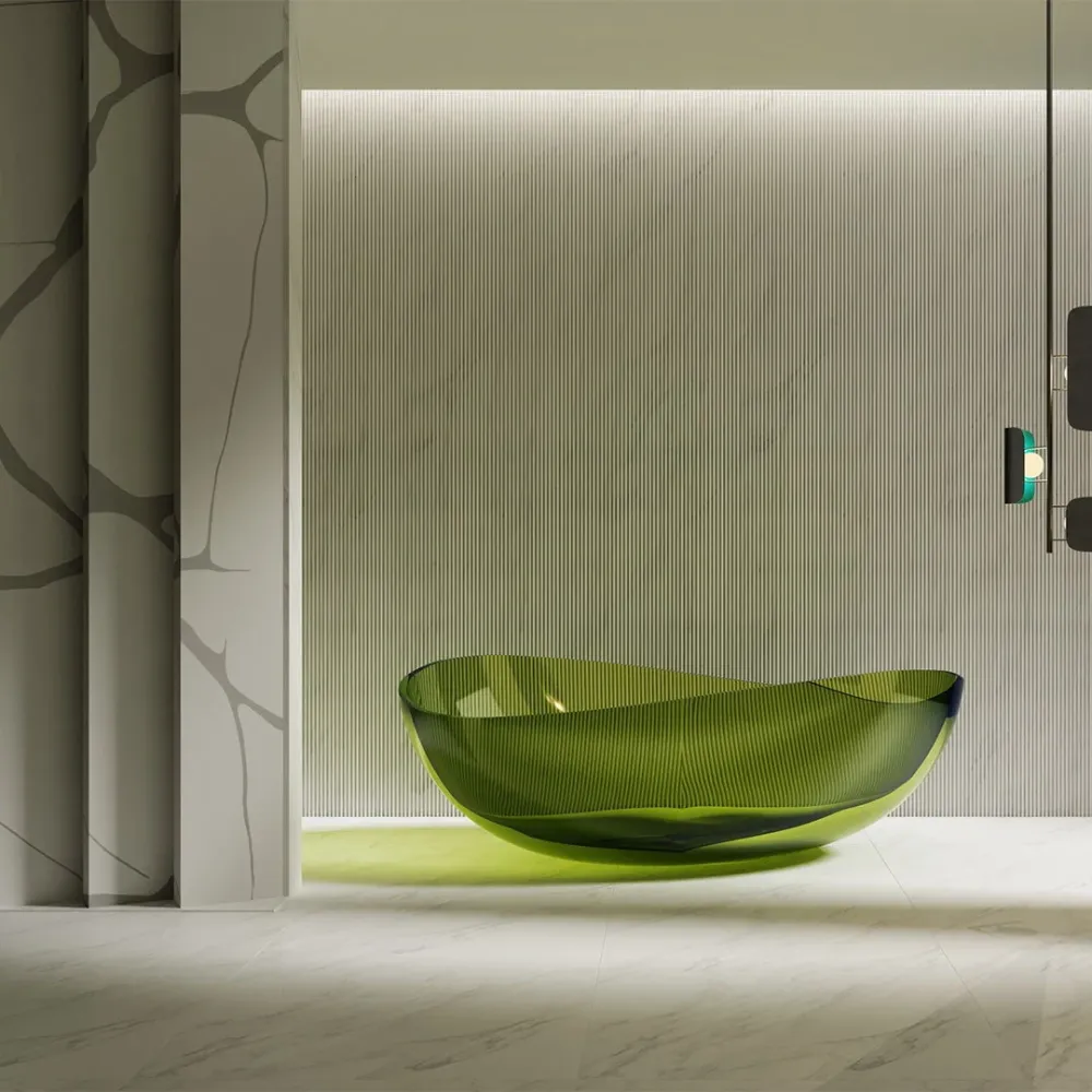 Cada de baie, freestanding, 1800x1100x620, din rasina, ovala, verde transparent, MonBlari