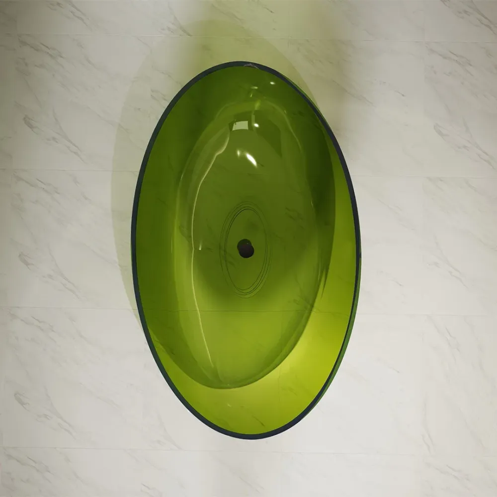 Cada de baie, freestanding, 1800x1100x620, din rasina, ovala, verde transparent, MonBlari