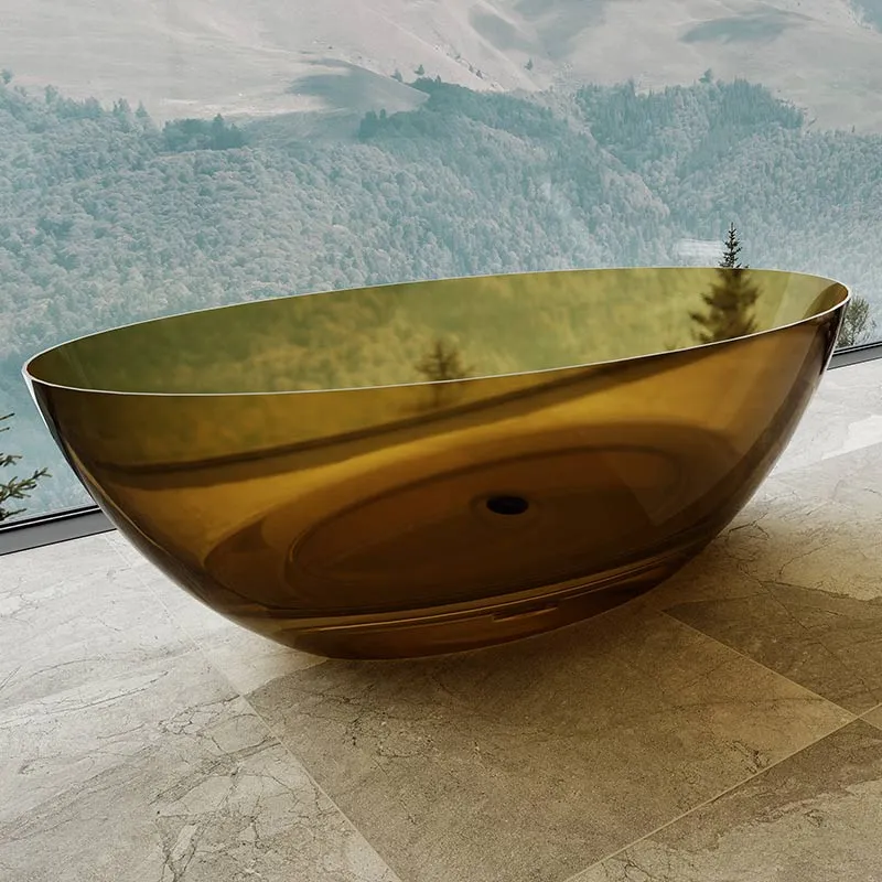 Cada de baie, freestanding, 1800x850x520, din rasina, ovala, verde transparent, MonBlari