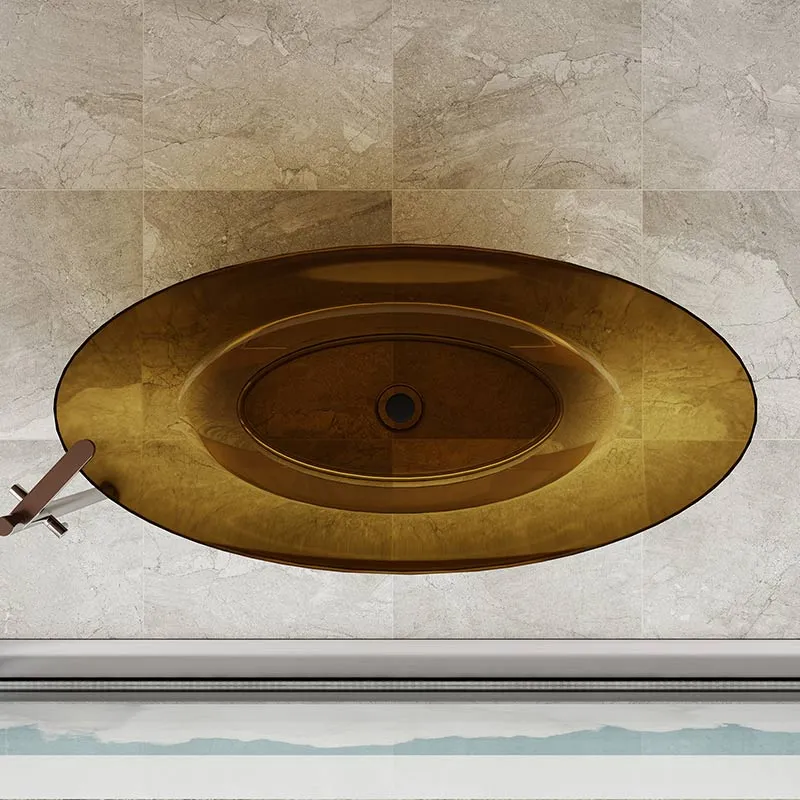 Cada de baie, freestanding, 1800x850x520, din rasina, ovala, verde transparent, MonBlari