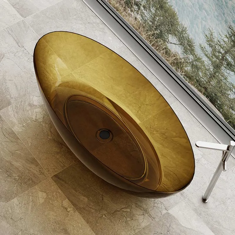 Cada de baie, freestanding, 1800x850x520, din rasina, ovala, verde transparent, MonBlari