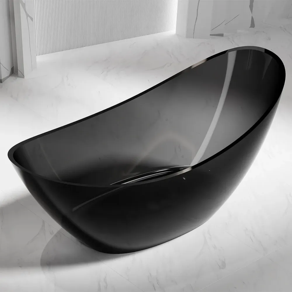 Cada de baie, freestanding, 1850x800x930, din rasina, ovala, negru transparent, MonBlari