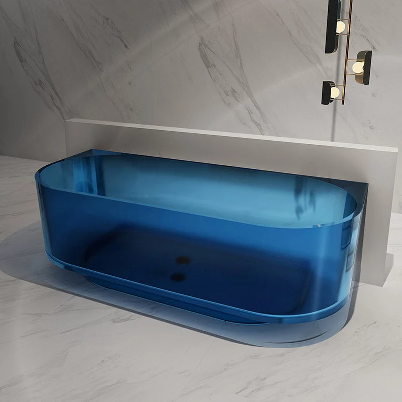 Cada de baie, de perete, 1600x750x550, din rasina, albastru transparent, MonBlari