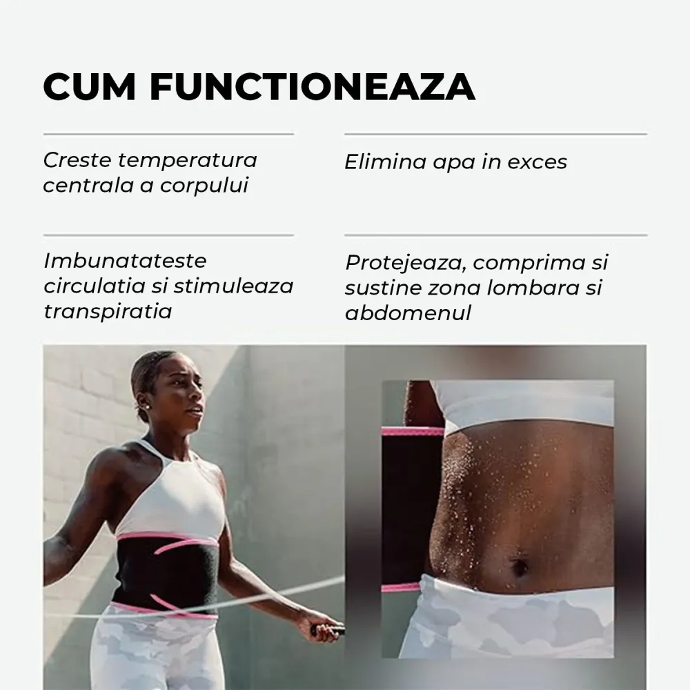 Centura Slabit Elindor® Tip Sweet Sweat, Centura Abdominala Fitness Unisex, Reglabila, Transpiratie Intensa, Echipament Te...