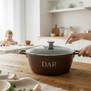 Cratita ceramica DAR 28 cm 5.7L cu capac sticla interior antiaderent