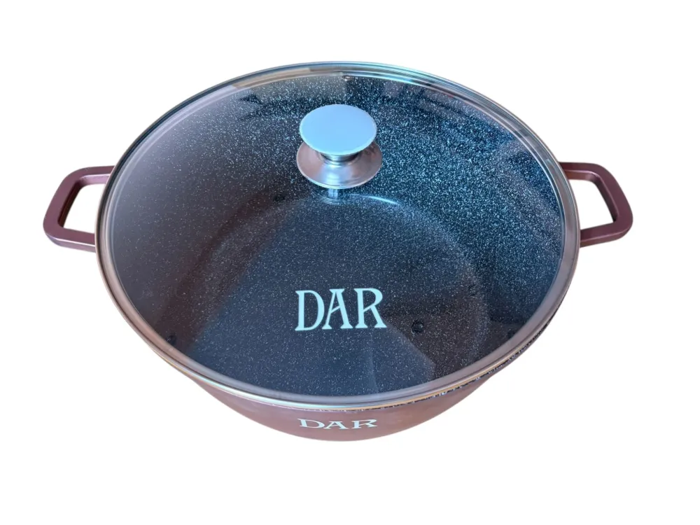 Cratita DAR 36 cm 13.2L aluminiu turnat acoperire ceramica multistrat capac sticla inductie