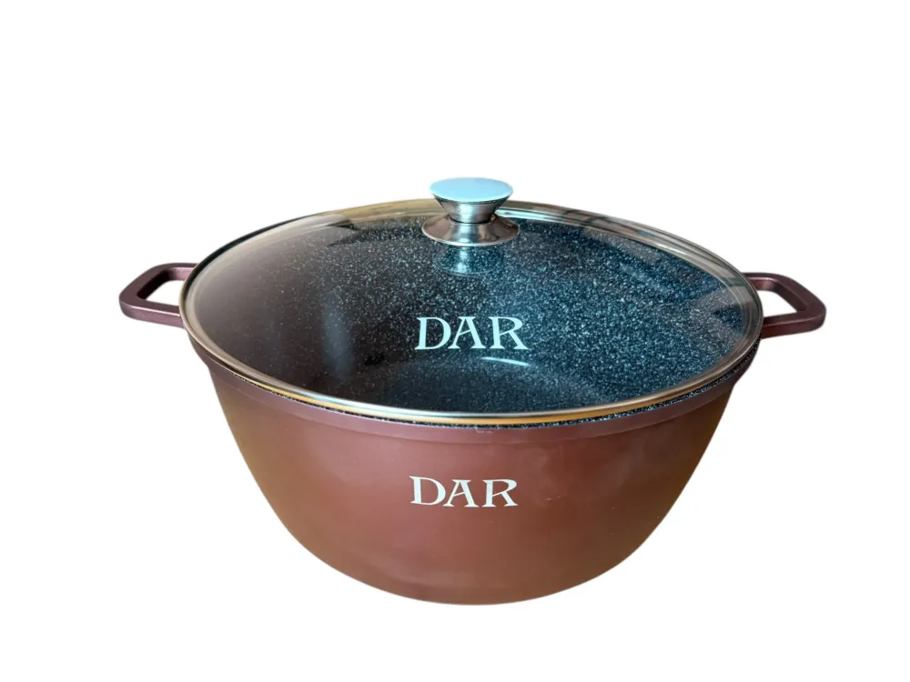 Cratita DAR 36 cm 13.2L aluminiu turnat acoperire ceramica multistrat capac sticla inductie