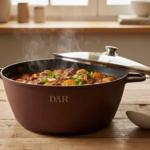 Cratita DAR 44 cm 22.8L aluminiu turnat, acoperire ceramica multistrat, capac sticla, inductie