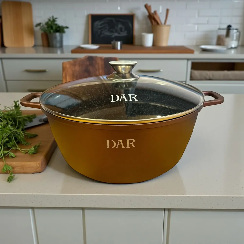 Cratita DAR 7.2L 30 cm capac din sticla aluminiu turnat acoperire ceramica