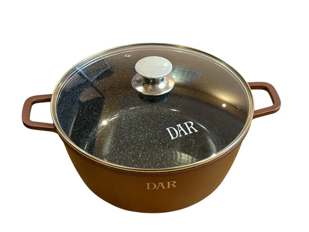 Cratita DAR 7.2L 30 cm capac din sticla aluminiu turnat acoperire ceramica