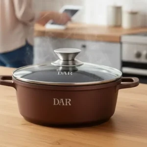 Cratita DAR 2 L 20 cm aluminiu turnat cu acoperire ceramica, capac sticla, antiaderenta