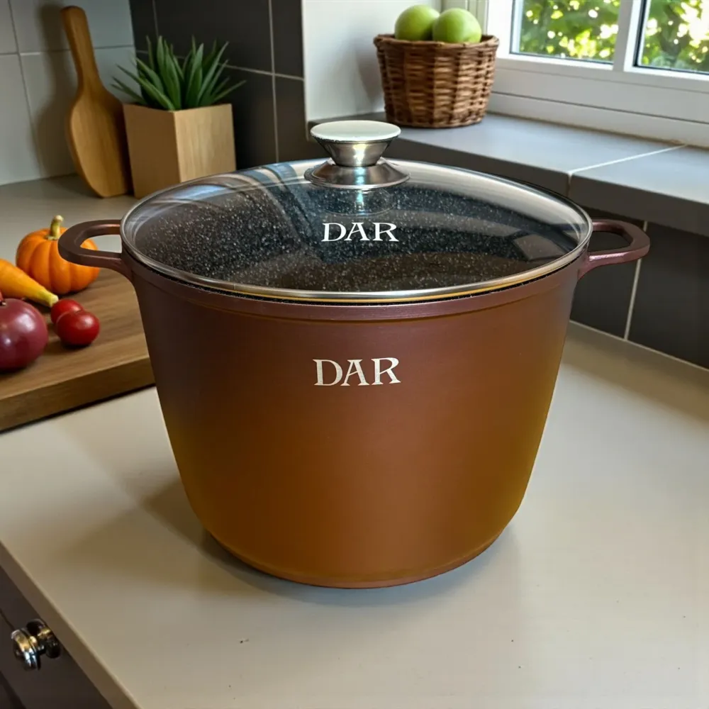 Oala DAR 10L 28 cm capac din sticla aluminiu turnat acoperire ceramica strat antiaderent