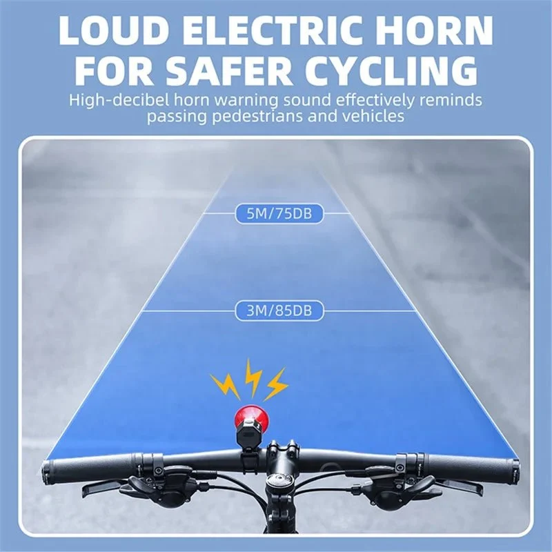 Sonerie de bicicletă cu sunet de avertizare de 90 dB, reîncărcabilă prin USB