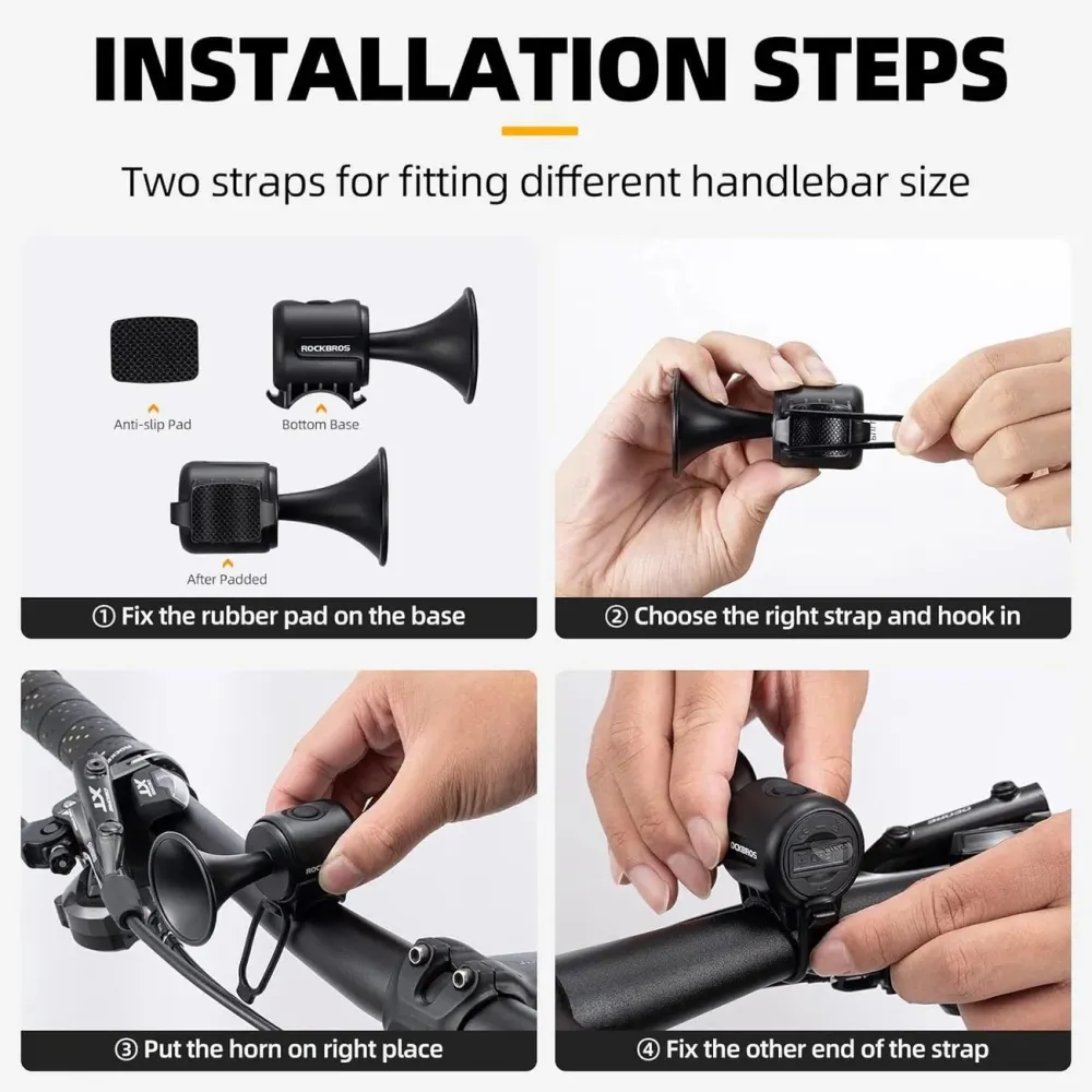 Sonerie electronică pentru bicicletă Rockbros 34210002001 - Neagră