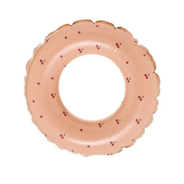 Colac de inot gonflabil pentru copii, Portocaliu, Model cu cirese, Vivimall, diametru 70 cm