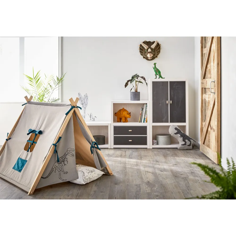 Cort textil, Dino, lemn de fag si bumbac, 97x111x119 cm