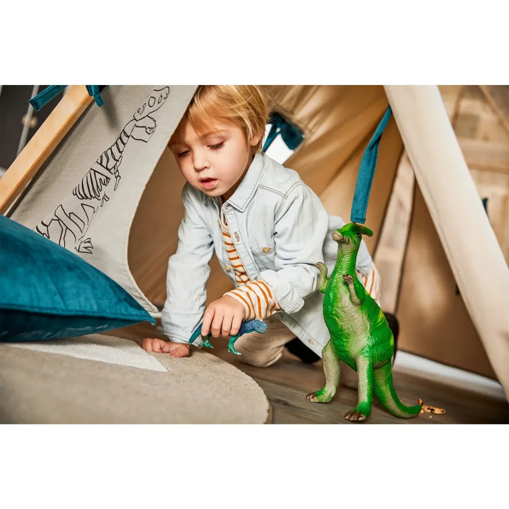 Cort textil, Dino, lemn de fag si bumbac, 97x111x119 cm