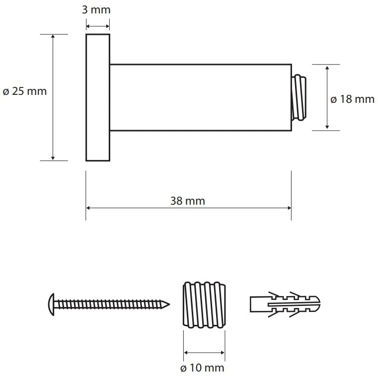 Bemeta Omega Cuier baie fara rozeta Ø3 cm