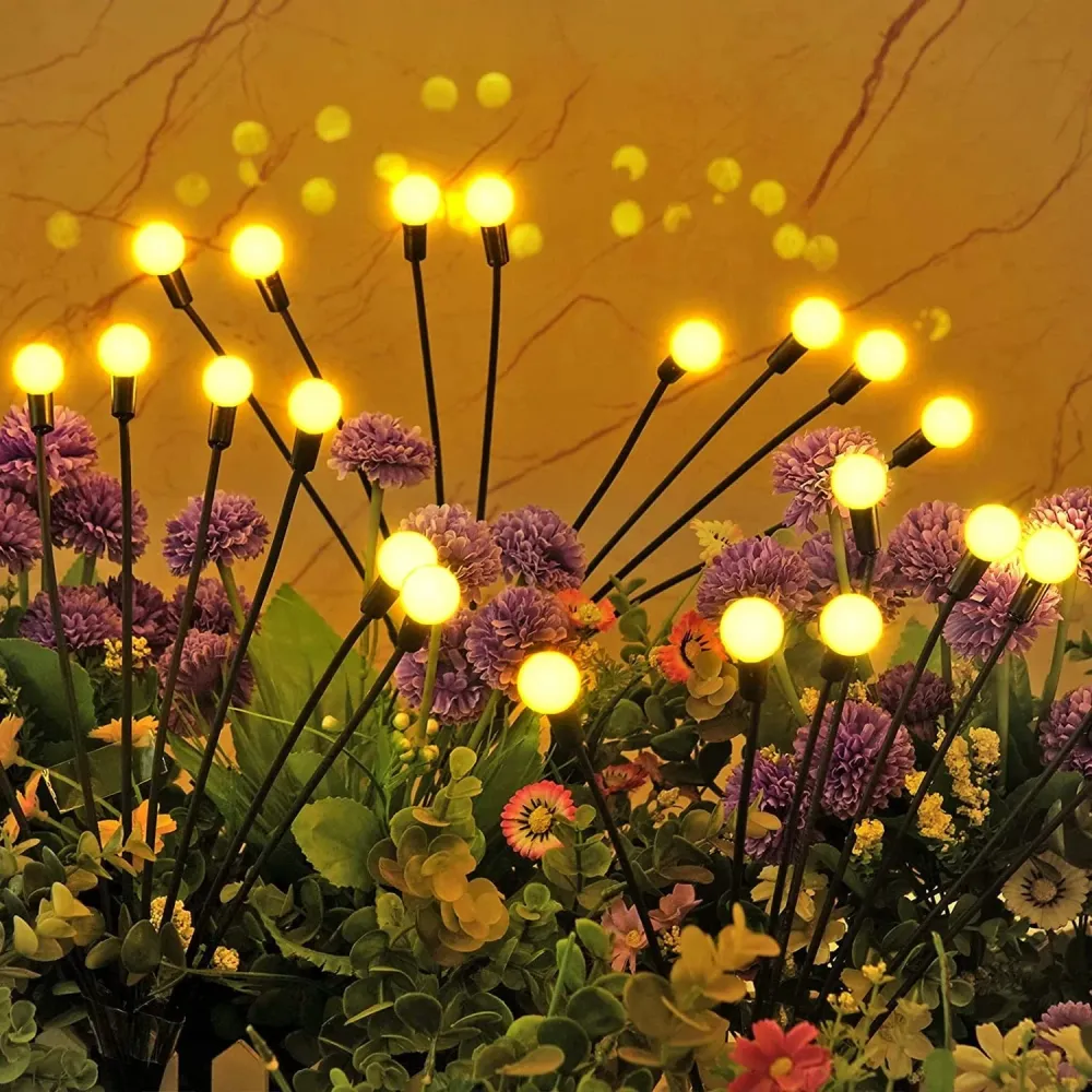 Oferta 1+1 lampa solara pentru gradina cu bulbi - alb cald