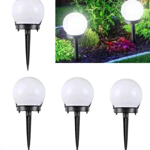 Set 4 x Lampa cu Incarcare Solara Tip Glob pentru Gradina 33 cm, Rezistenta la Apa