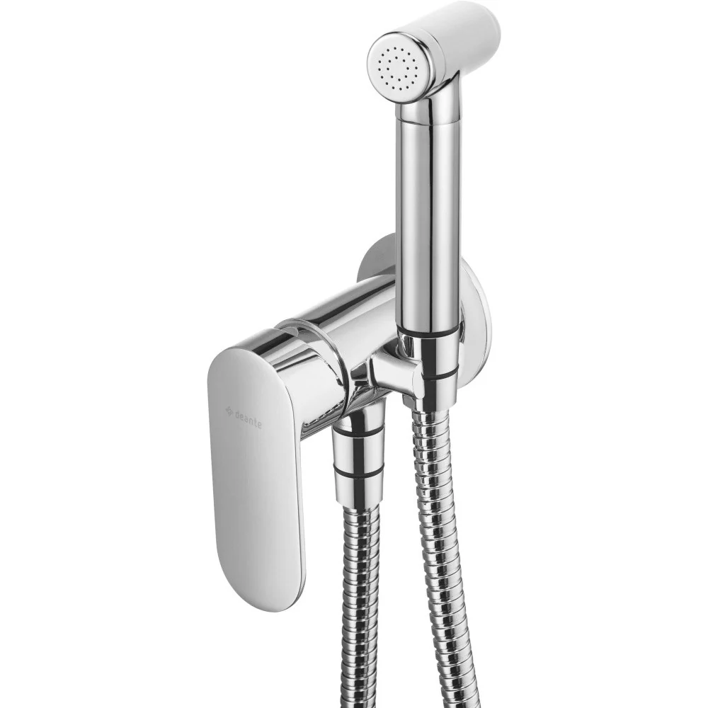 Deante Alpinia Set dus igienic cu baterie incastrata, furtun si suport, crom