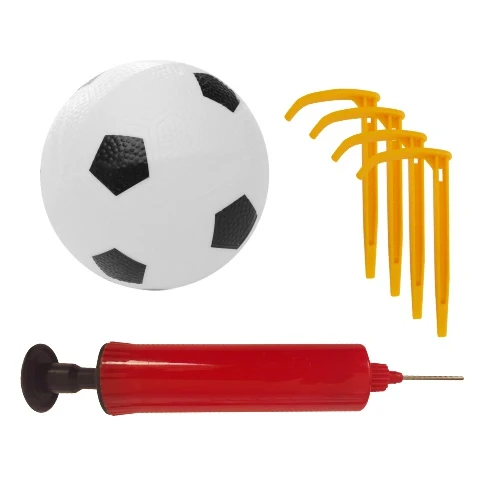 Set Poartă de Fotbal cu Plasă, Minge și Pompă - Albastru-Galben