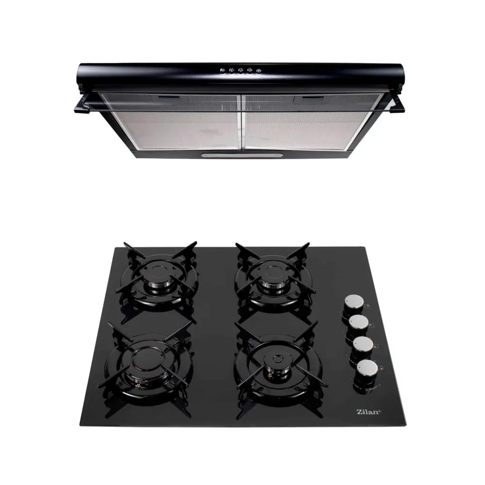 Pachet plita incorporabila (0058), gaz butelie sau gaz natural (duze de schimb incluse), 59x51 cm, aprindere electrica, st...