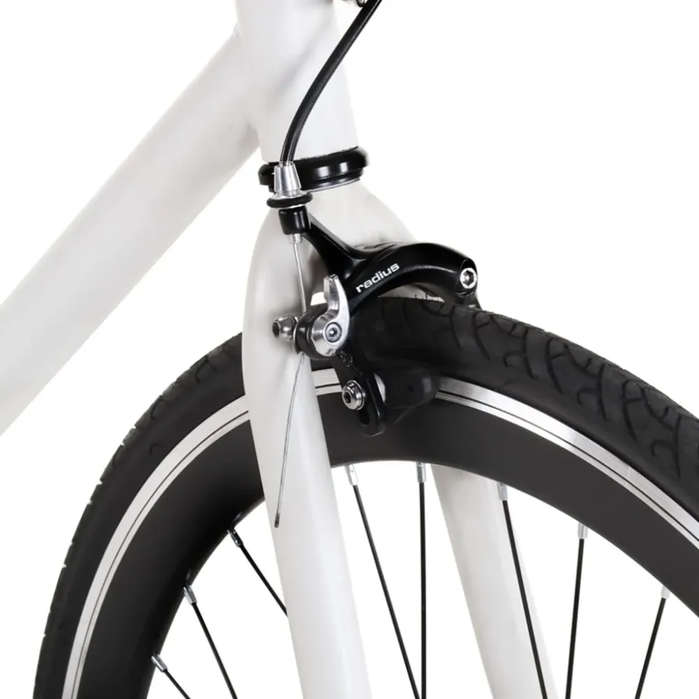 Bicicletă cu angrenaj fix, alb și negru, 700c, 55 cm