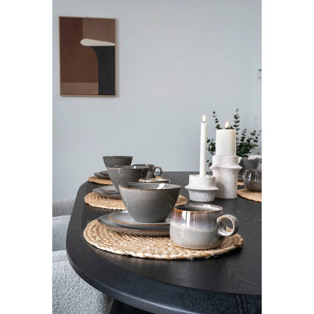 Selma Farfurie de cina, ceramica, gri/maro ø27cm, set de 4