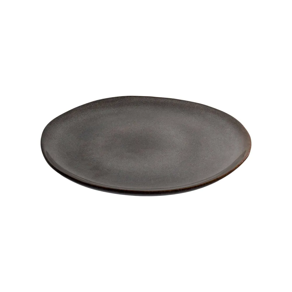 Selma Farfurie de pranz, ceramica, gri/maro ø21 cm, set de 4