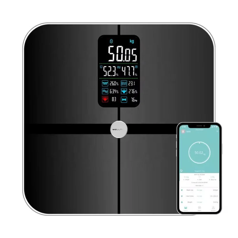 Cantar Corporal Smart Welland – 17 Indici analiza corporala, Bluetooth, LCD Color, Compatibil Fitdays / Fitbit / Apple Hea...