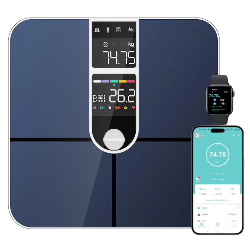 Cantar Corporal Smart Welland – 17 Indici analiza corporala, Bluetooth, LCD Color, Compatibil Fitdays / Fitbit / Apple Hea...