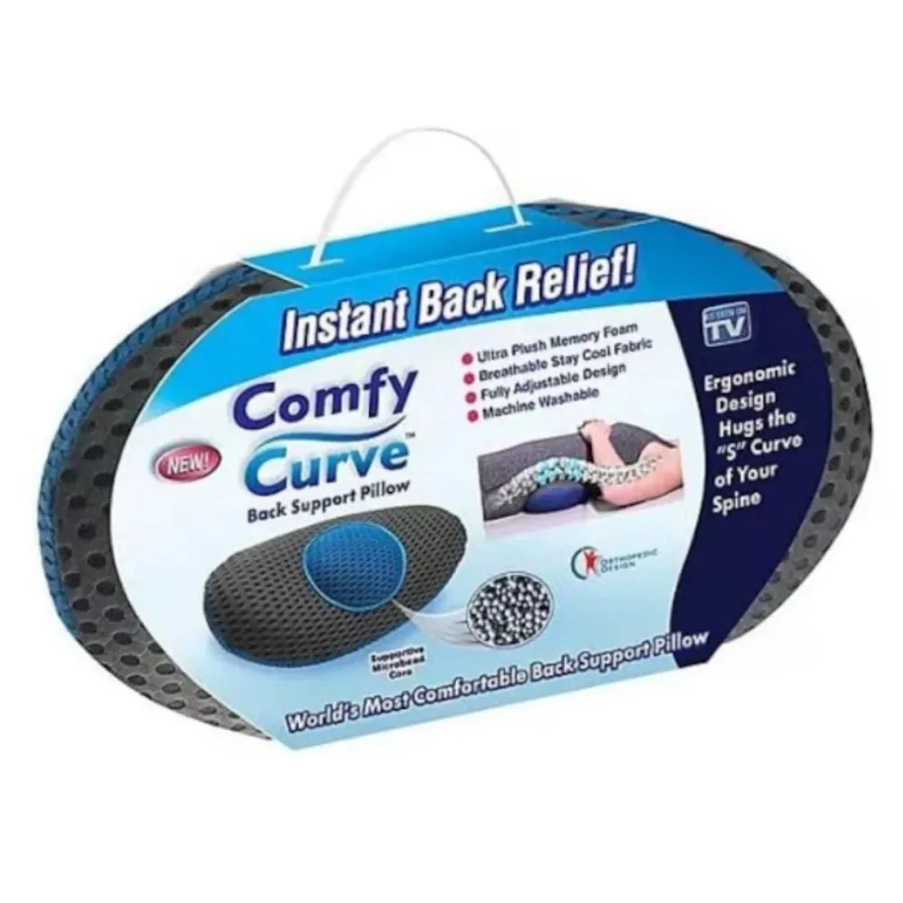 Perna Lombară Ergonomică Comfy Curve – Suport Spate cu Spumă de Memorie, Lavabilă, pentru Casă, Birou și Mașă